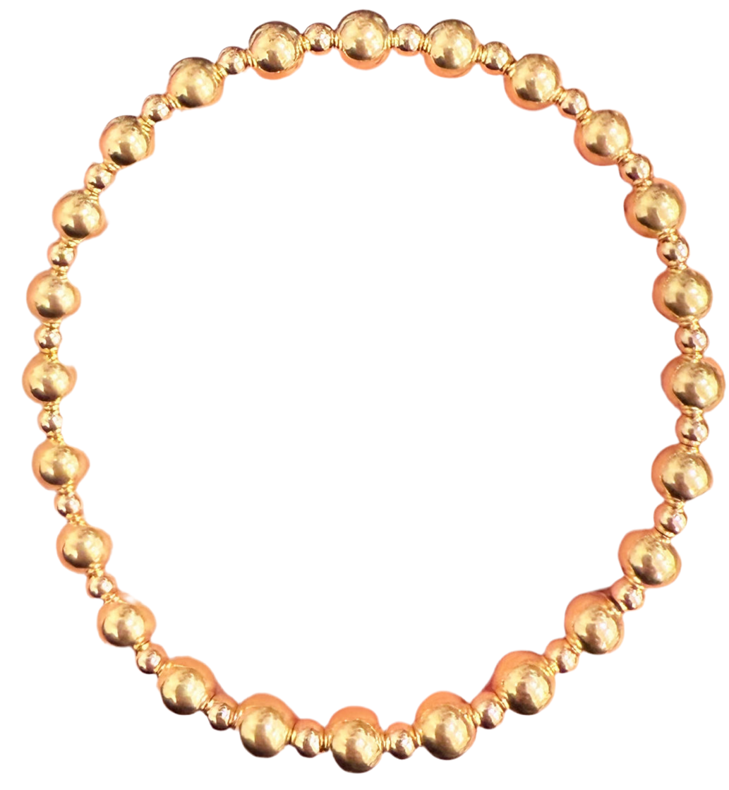 Alternating gold filled ball, stretch bracelet