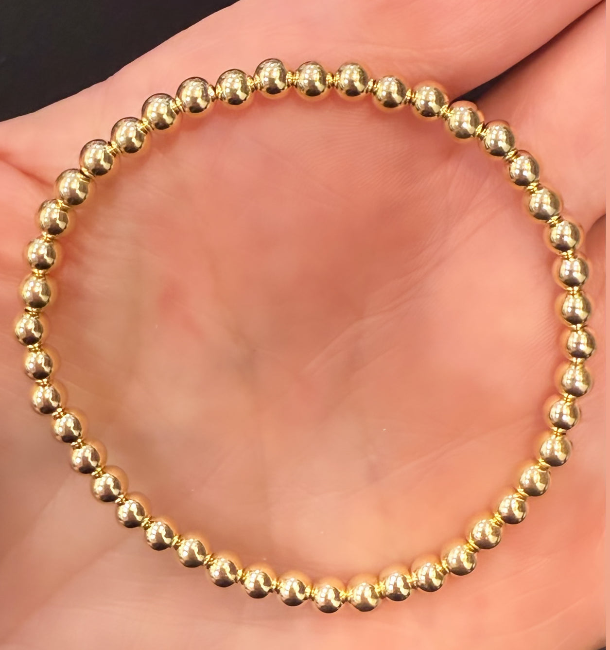 L 4mm gold filled stretch bracelet