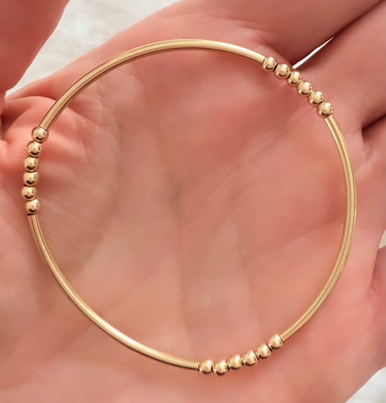 Triple curved bar gold filled stretch bracelet