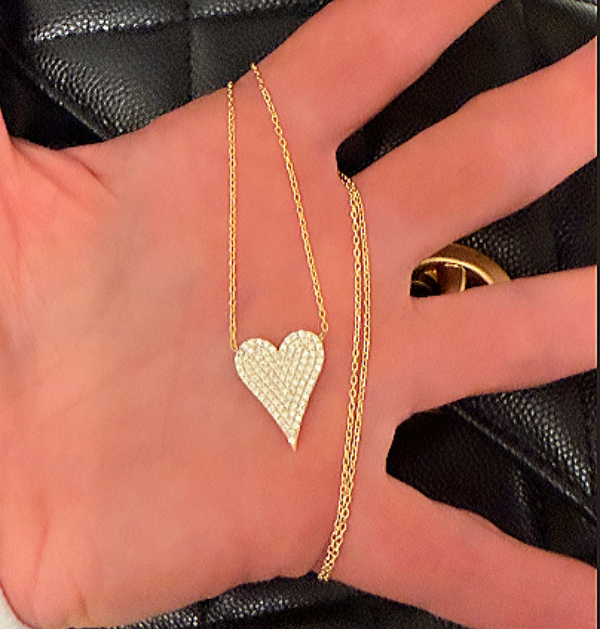 Best Pave layering Heart necklace • electroplate with cz stones • 16-18” adjustable