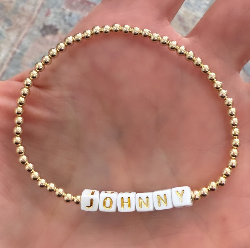 Personalized basic gold ball bracelet